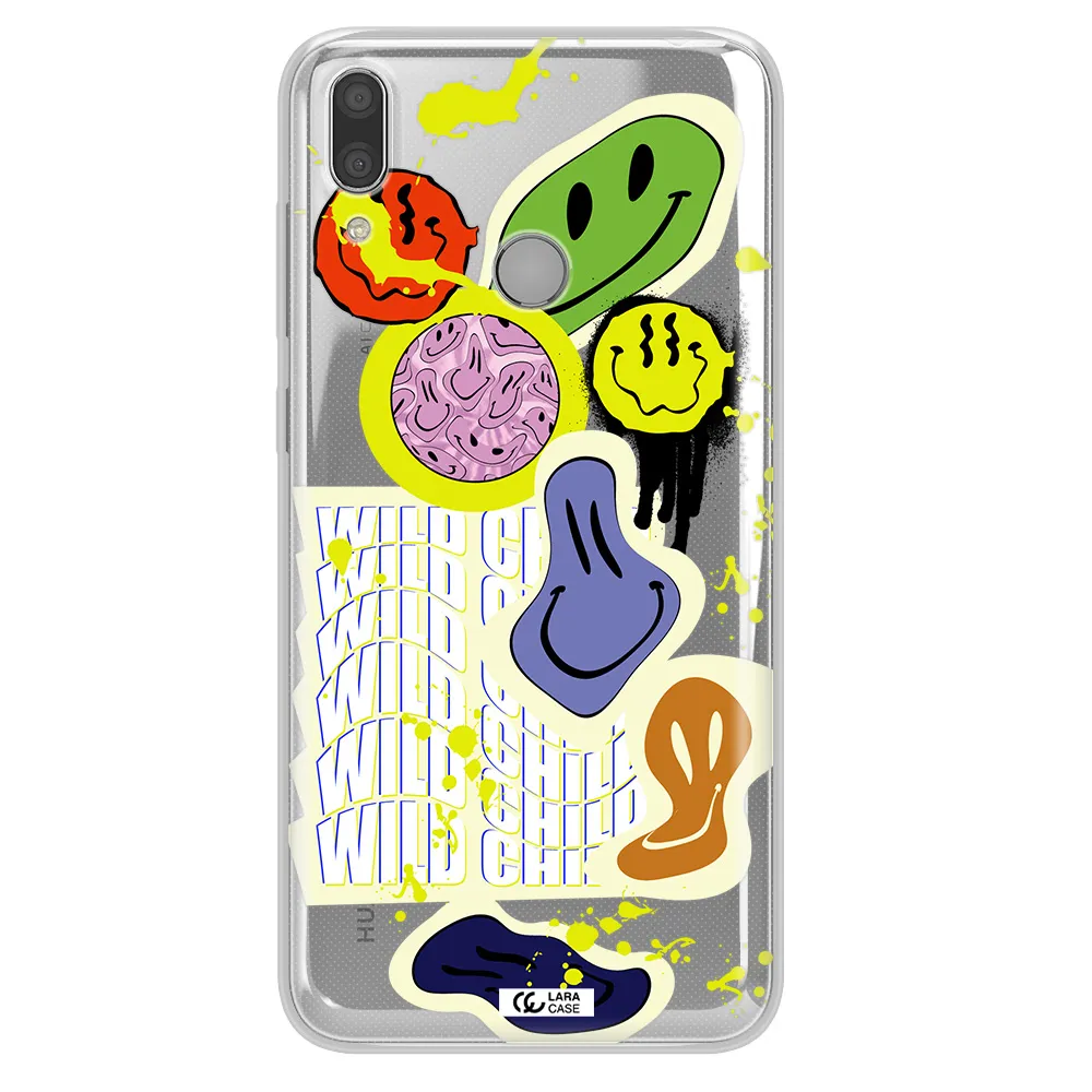 Colorful Emojis Huawei Y9 2019 Clear TPU Case