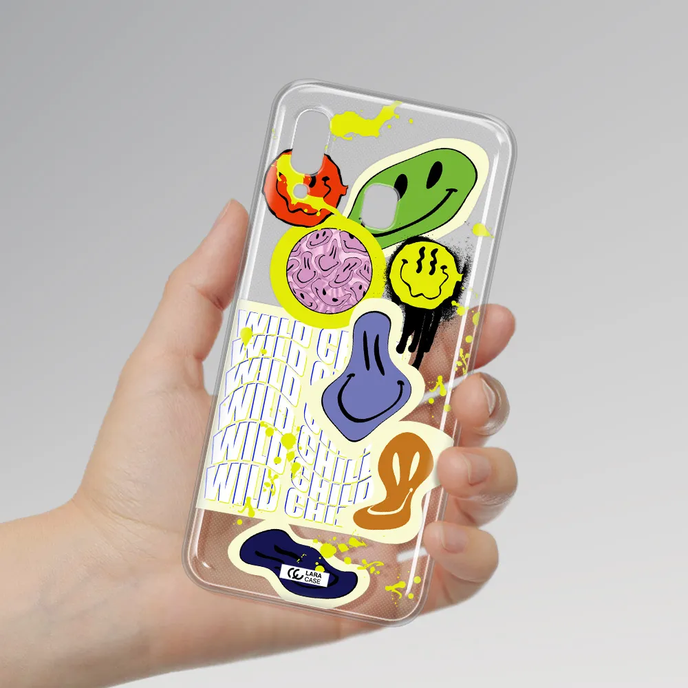 Colorful Emojis Samsung A30 Clear TPU Case