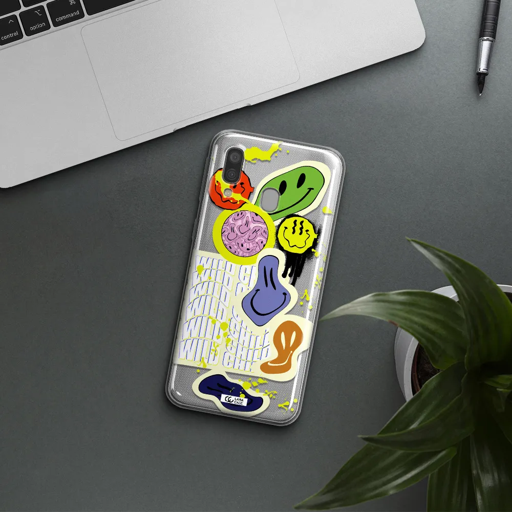 Colorful Emojis Samsung A40 Clear TPU Case