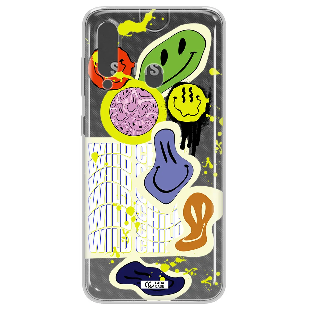Colorful Emojis Samsung A60 Clear TPU Case