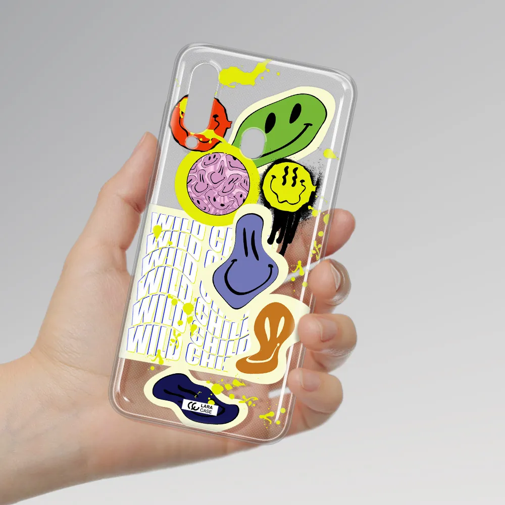Colorful Emojis Samsung A60 Clear TPU Case