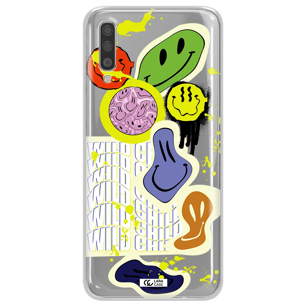 Colorful Emojis Samsung A70 Clear TPU Case