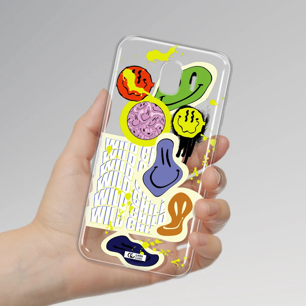 Colorful Emojis Samsung J4 Clear TPU Case