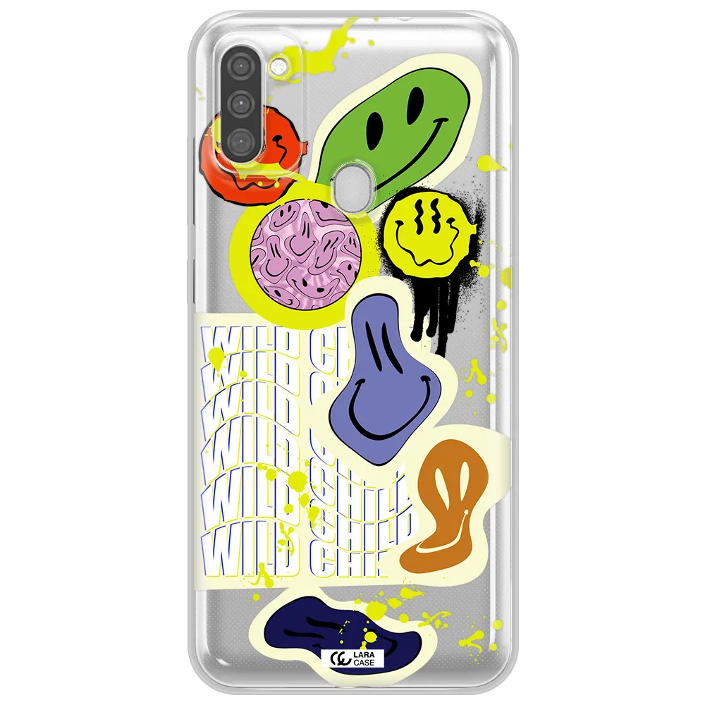 Colorful Emojis Samsung M11 Clear TPU Case