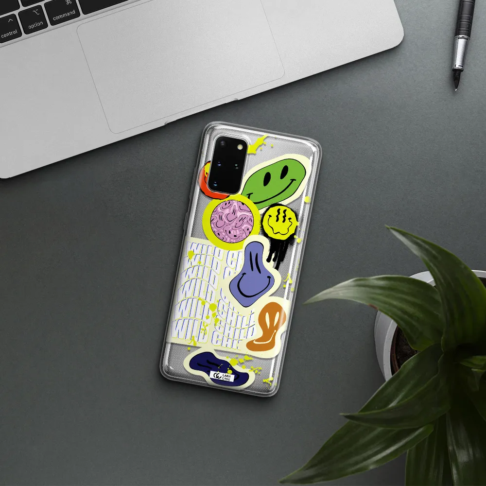 Colorful Emojis Samsung S 20 Plus Clear TPU Case