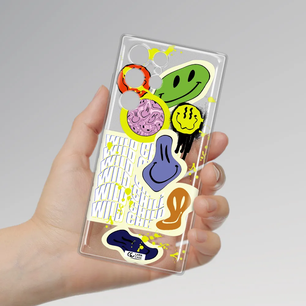 Colorful Emojis Samsung S 22 Ultra Clear TPU Case