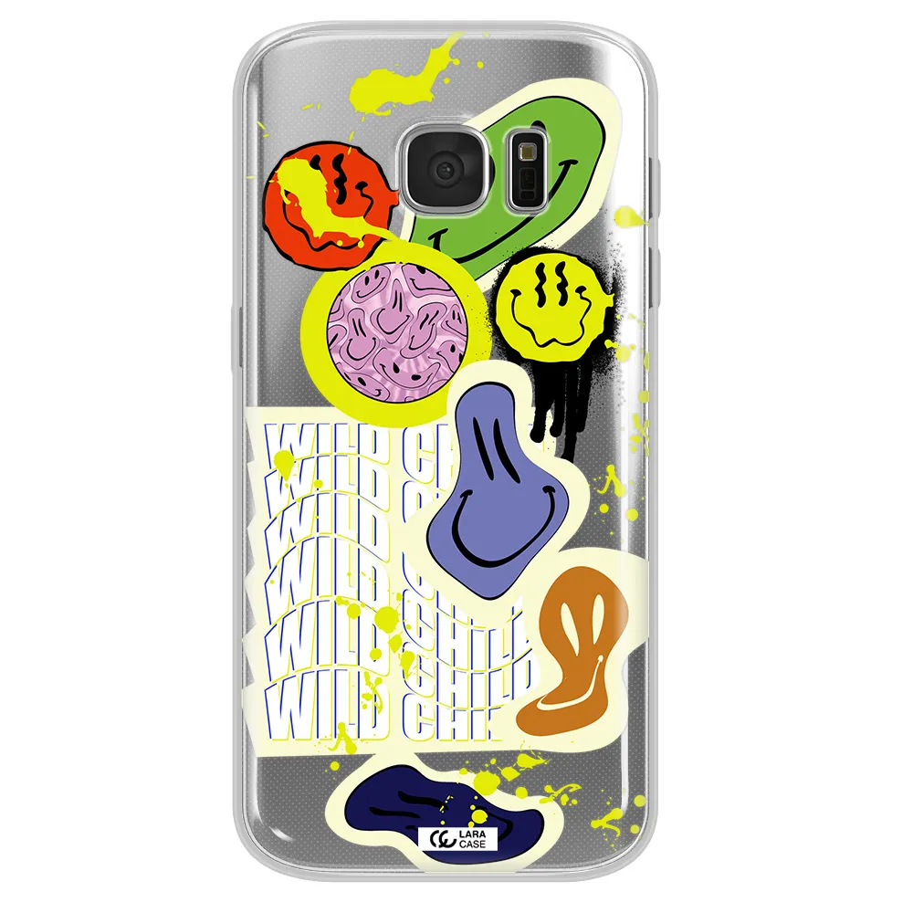 Colorful Emojis Samsung S 7 Clear TPU Case