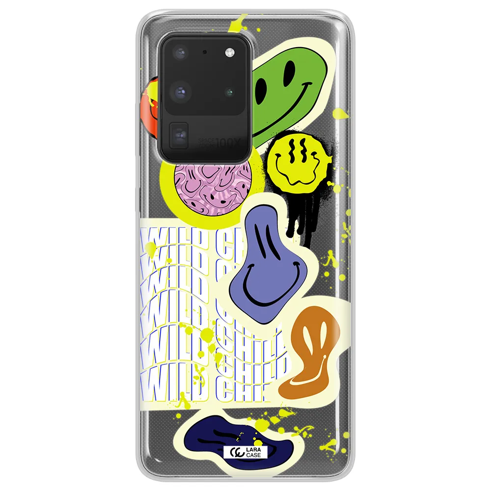 Colorful Emojis Samsung S20 Ultra Clear TPU Case