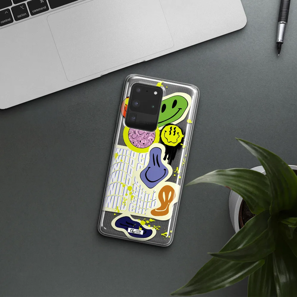 Colorful Emojis Samsung S20 Ultra Clear TPU Case