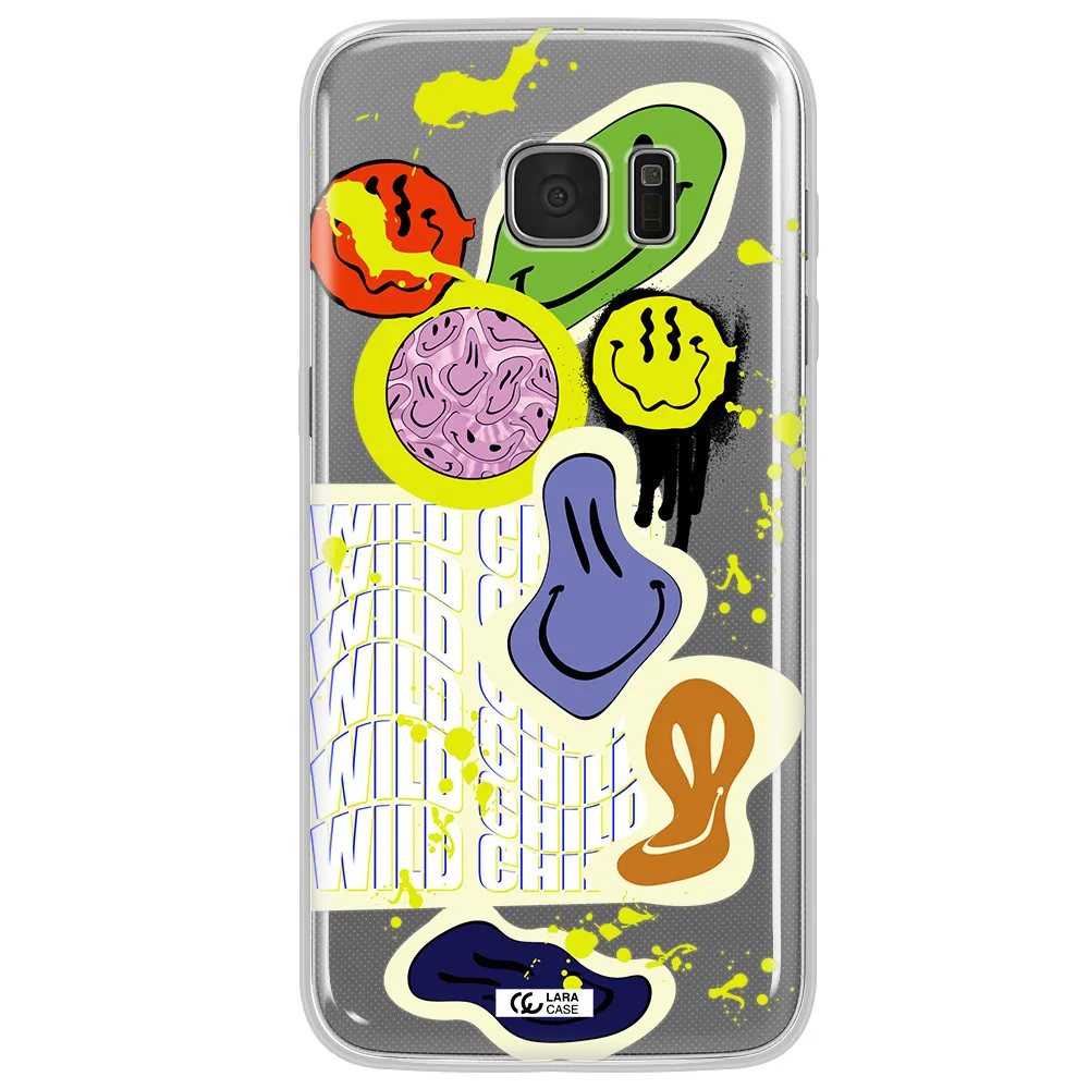 Colorful Emojis Samsung S7 Edge Clear TPU Case
