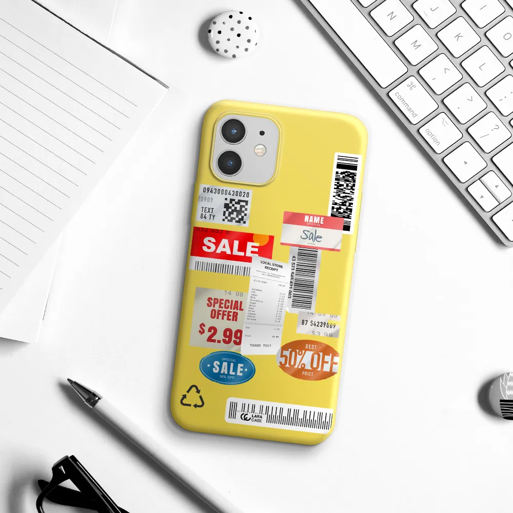Sale Stickers Apple iPhone 12 Silicone canary yellow Case