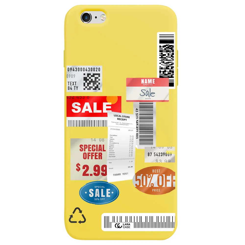 Sale Stickers Apple iPhone 6 plus Silicone canary yellow Case