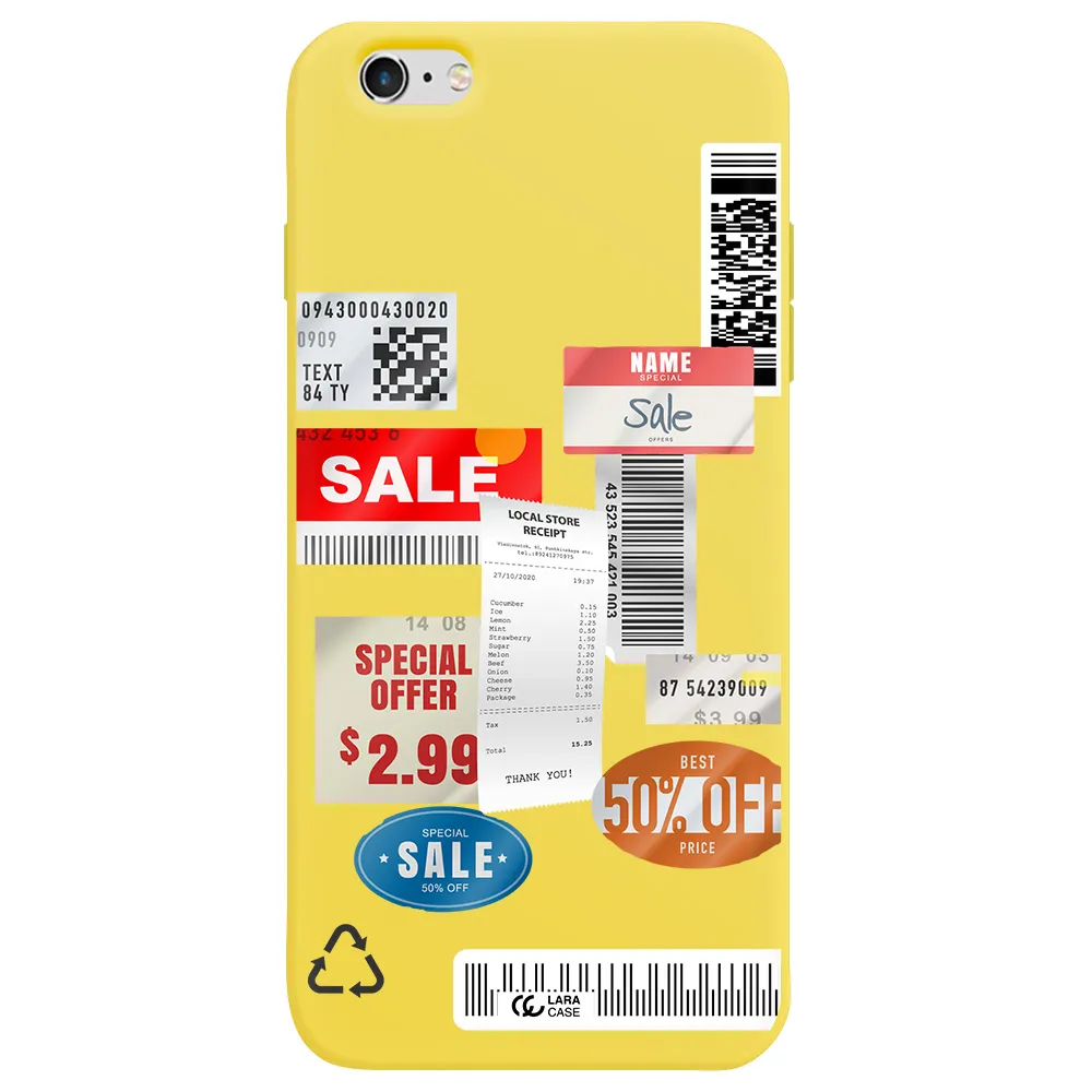 Sale Stickers Apple iPhone 6 s plus Silicone canary yellow Case