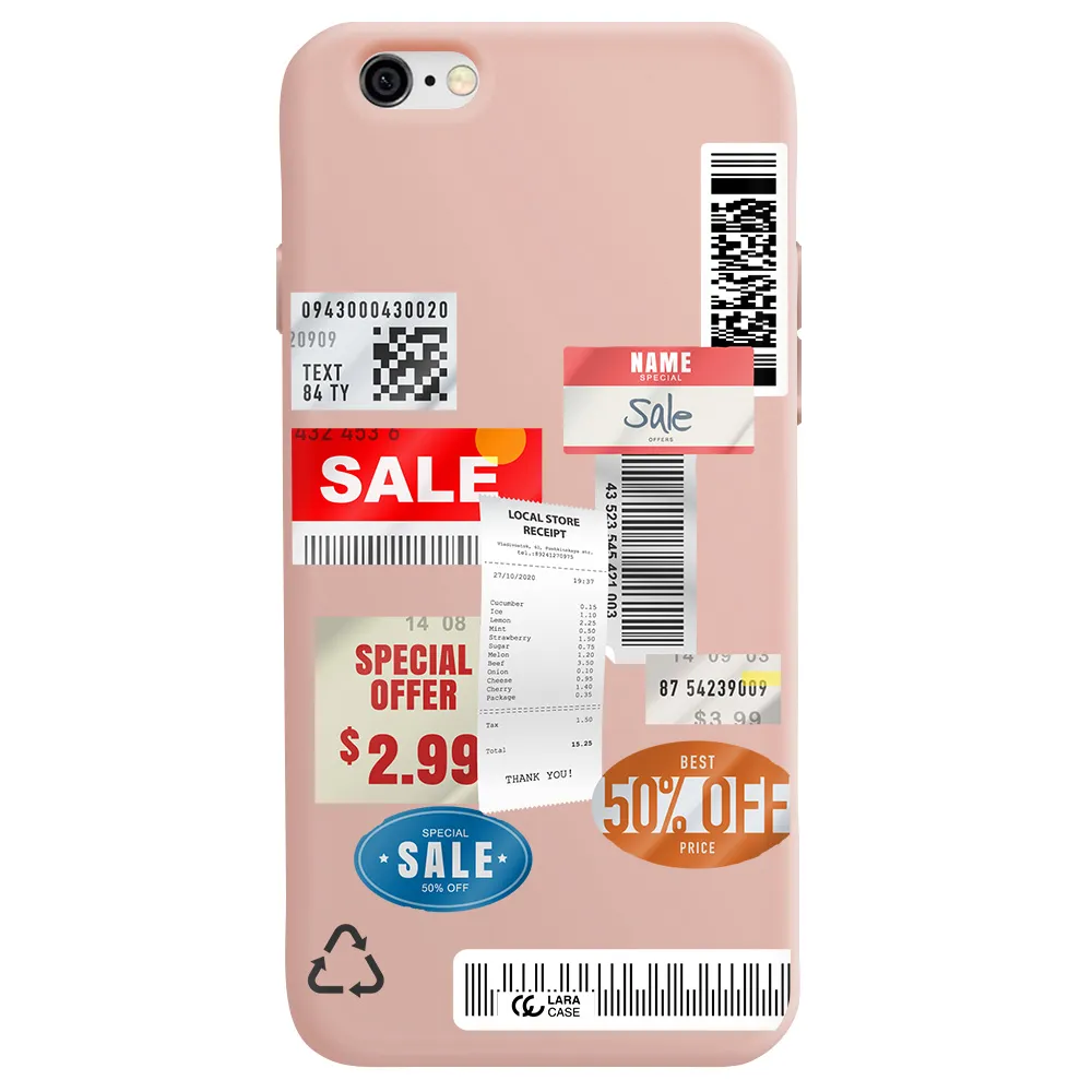 Sale Stickers Apple iPhone 6 Silicone pastel pink Case