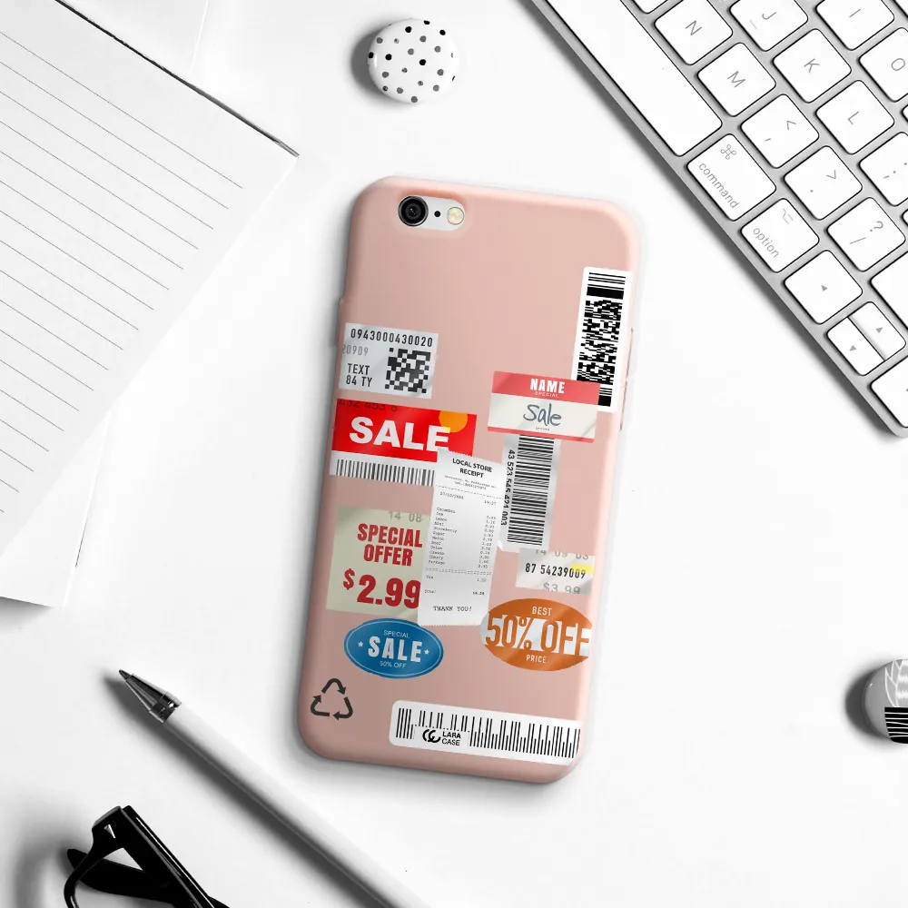 Sale Stickers Apple iPhone 6 Silicone pastel pink Case