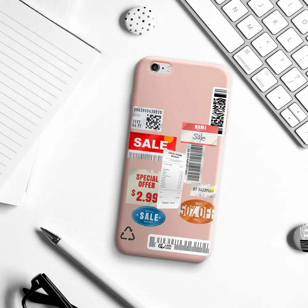 Sale Stickers Apple iPhone 6S Silicone pastel pink Case