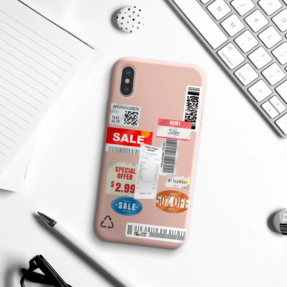 Sale Stickers Apple iPhone X Silicone pastel pink Case