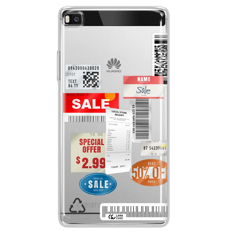 Sale Stickers Huawei P8 Clear TPU Case
