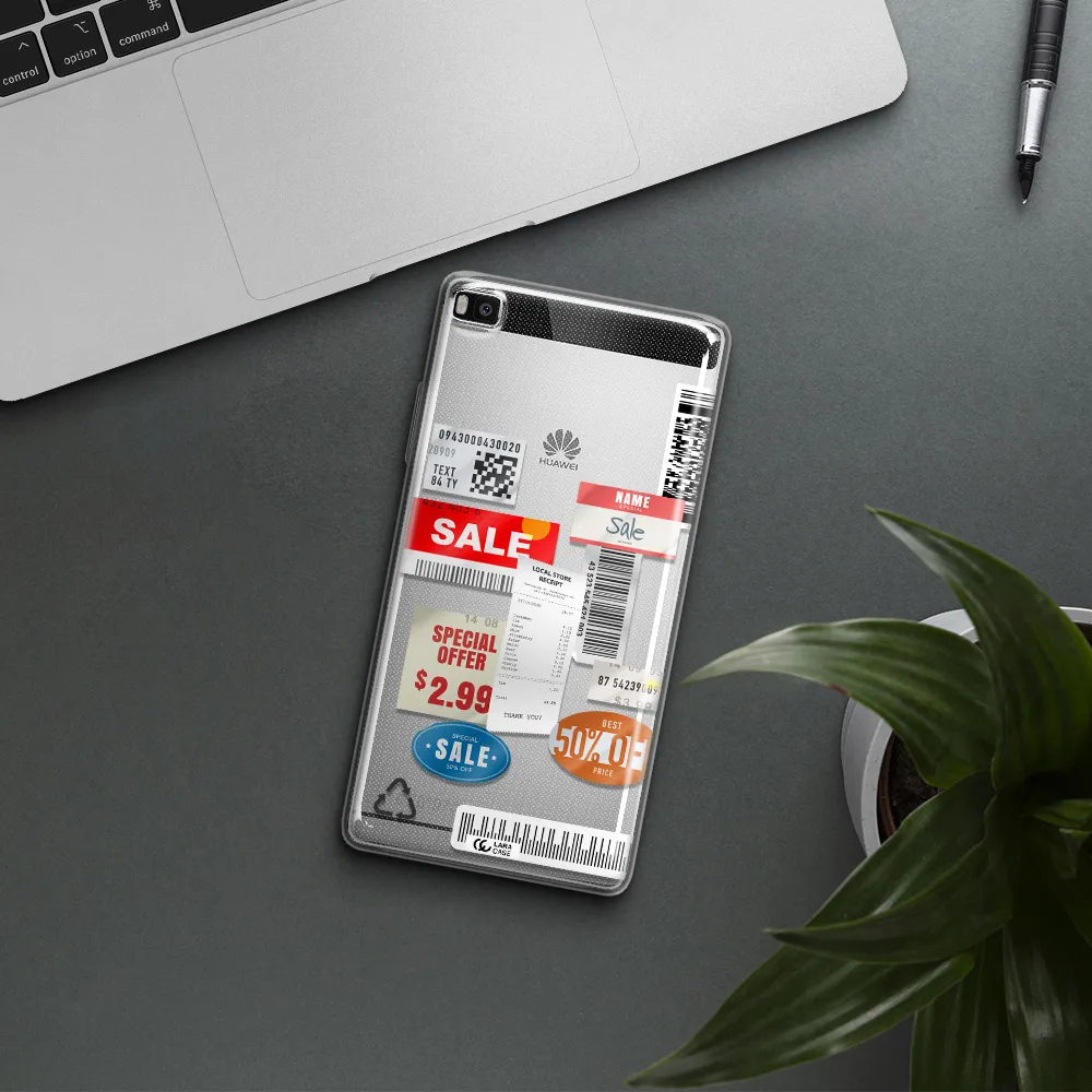 Sale Stickers Huawei P8 Clear TPU Case