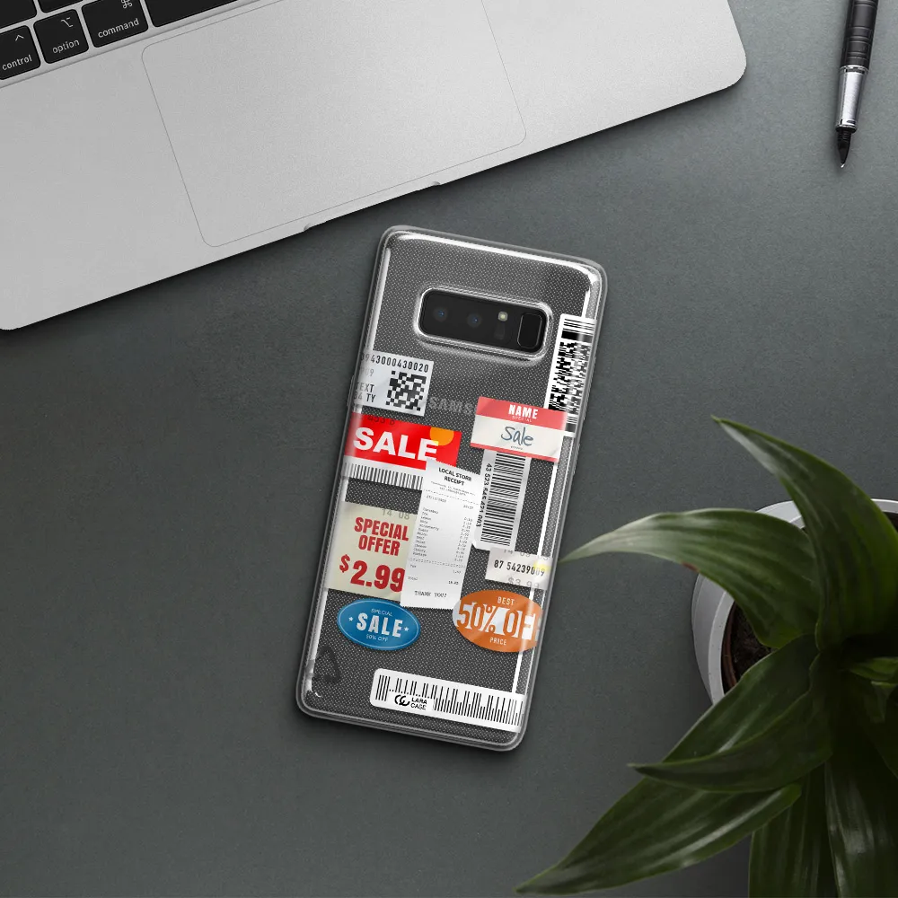 Sale Stickers Samsung Note 8 Clear TPU Case