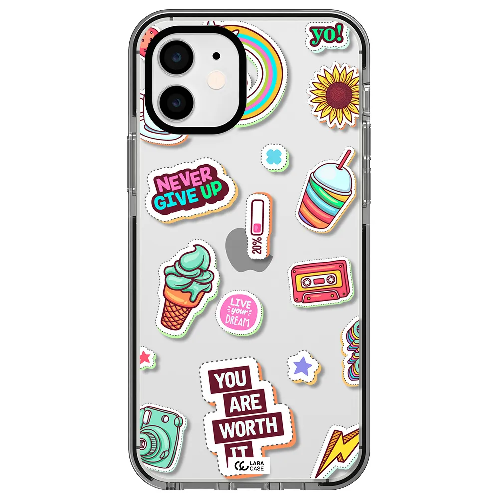 Summer Stickers Apple iPhone 11 impact black border Case