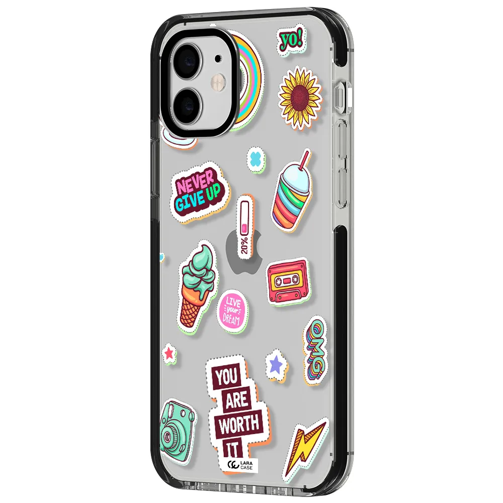 Summer Stickers Apple iPhone 11 impact black border Case