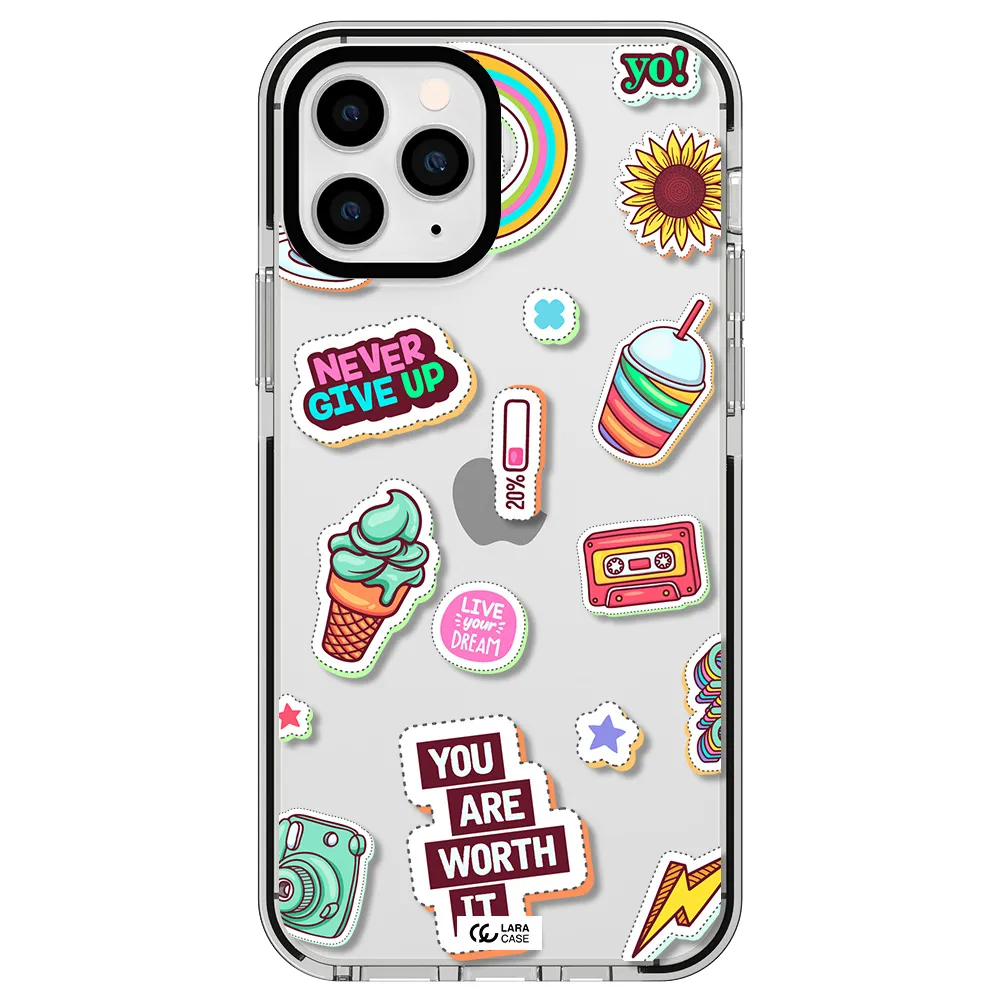 Summer Stickers Apple iPhone 11 pro impact black border Case