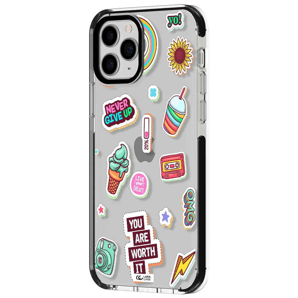 Summer Stickers Apple iPhone 11 pro max impact black border Case