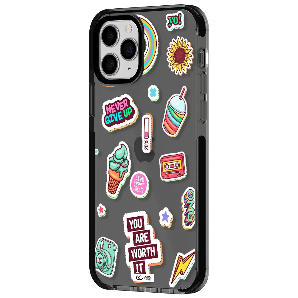 Summer Stickers Apple iPhone 11 pro max impact Smoke Black Case