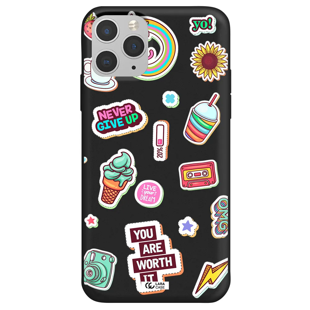 Summer Stickers Apple iPhone 11 pro max Silicone black Case