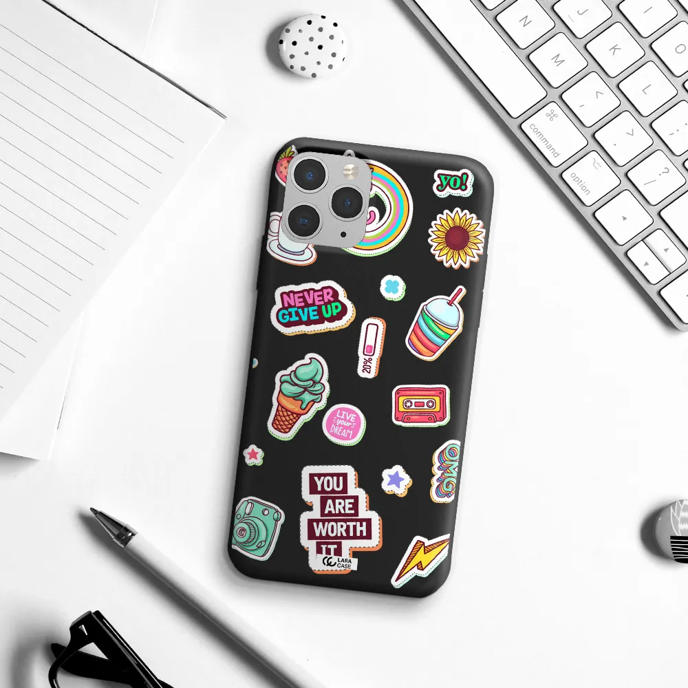 Summer Stickers Apple iPhone 11 pro max Silicone black Case