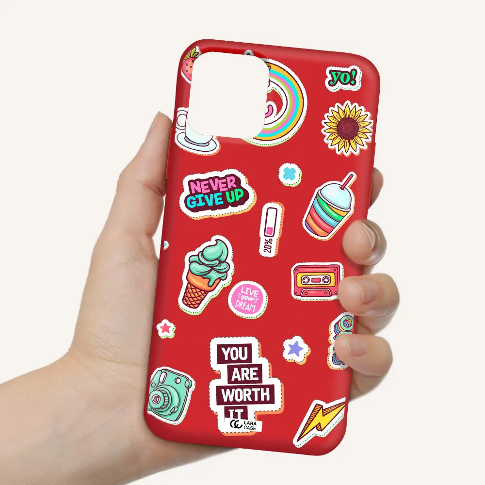 Summer Stickers Apple iPhone 11 pro max Silicone Imperial Red Case