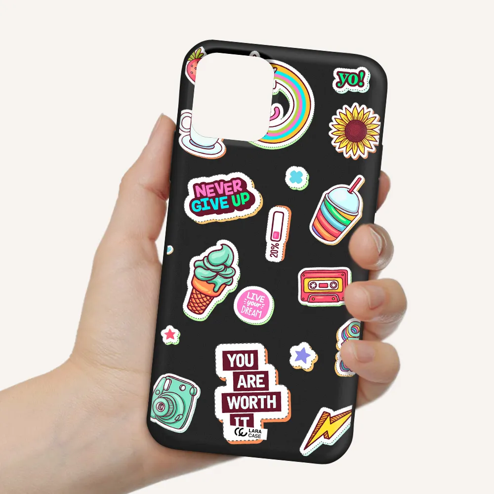 Summer Stickers Apple iPhone 11 pro Silicone black Case