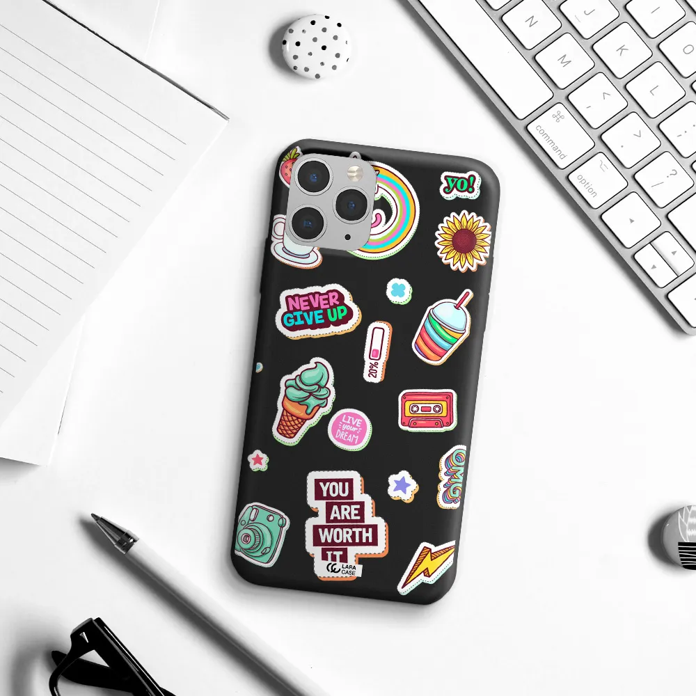 Summer Stickers Apple iPhone 11 pro Silicone black Case
