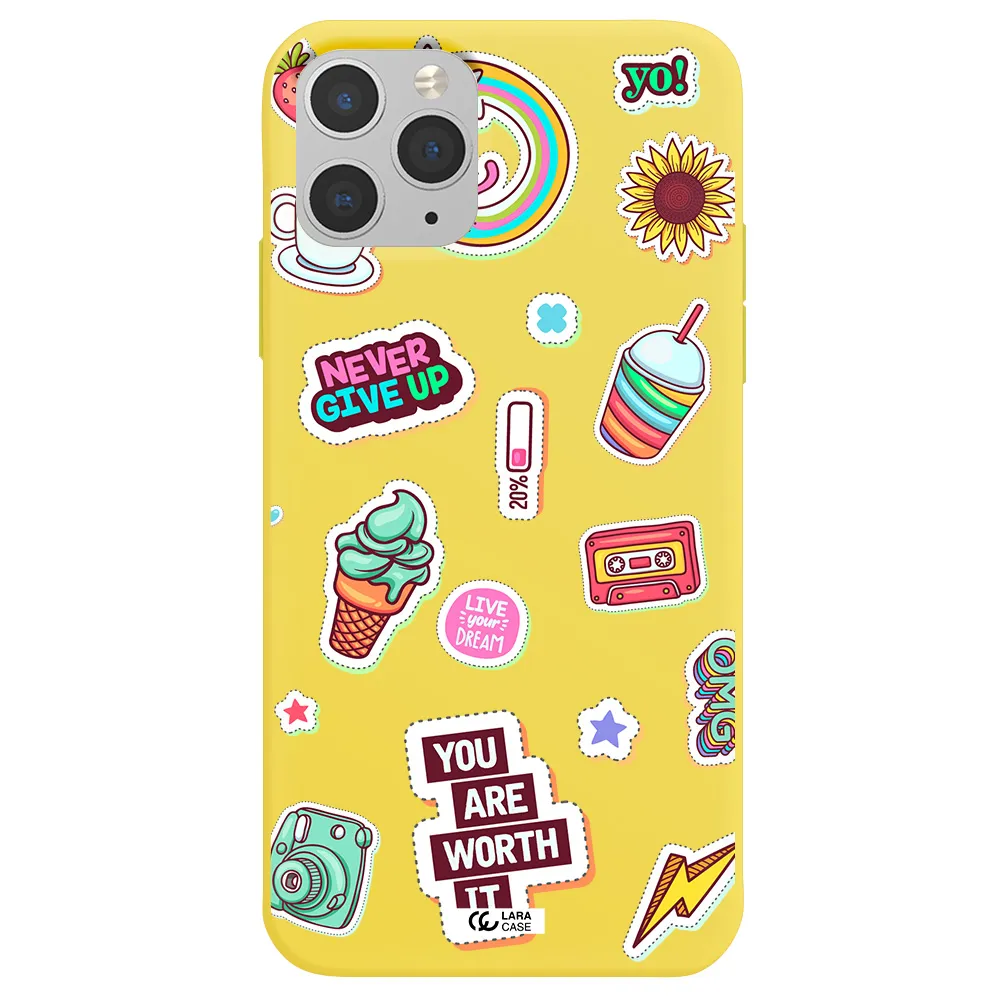 Summer Stickers Apple iPhone 11 pro Silicone canary yellow Case
