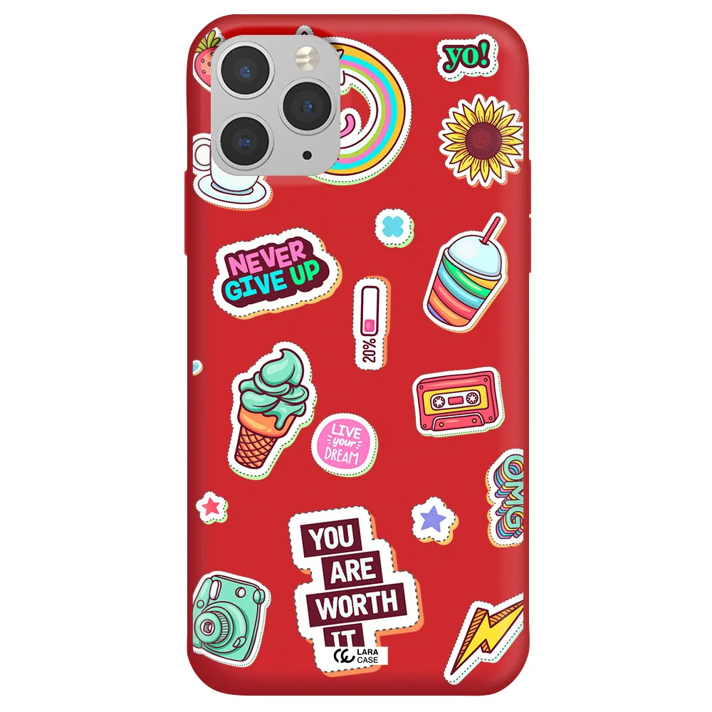 Summer Stickers Apple iPhone 11 pro Silicone Imperial Red Case