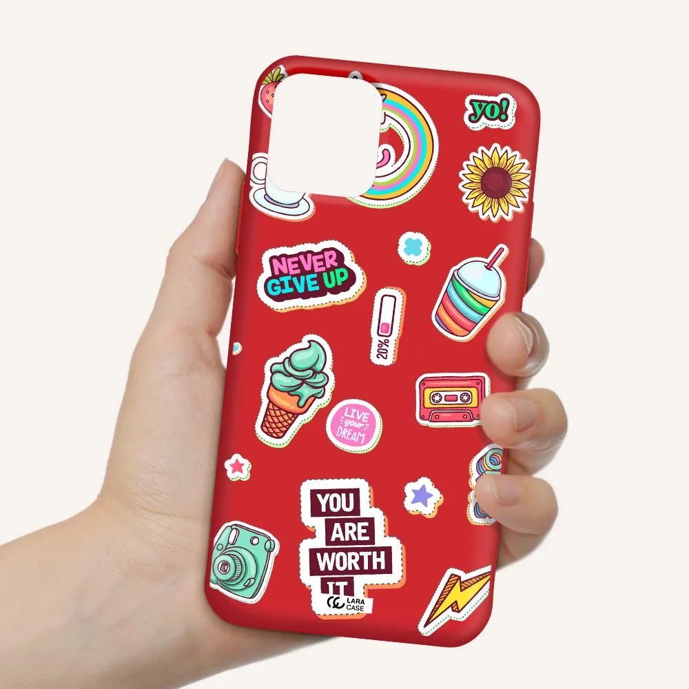 Summer Stickers Apple iPhone 11 pro Silicone Imperial Red Case