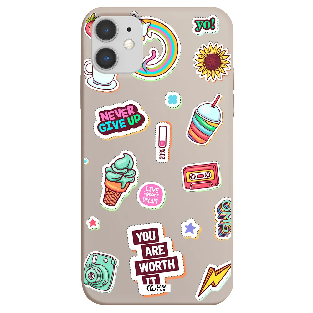 Summer Stickers Apple iPhone 11 Silicone Stone Case