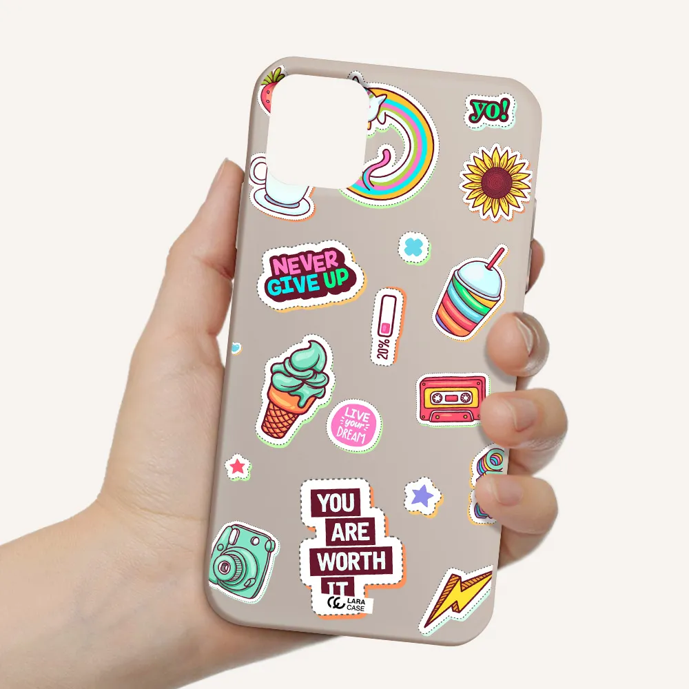 Summer Stickers Apple iPhone 11 Silicone Stone Case