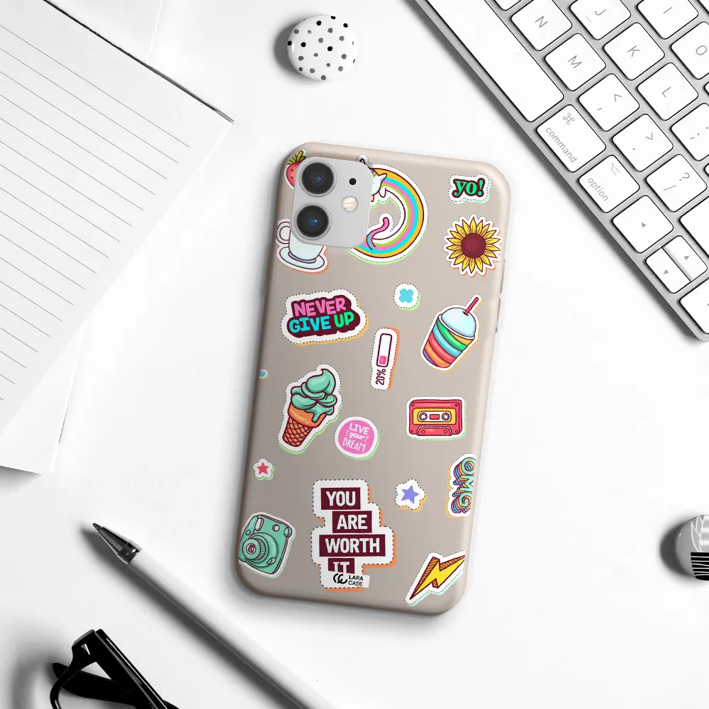 Summer Stickers Apple iPhone 11 Silicone Stone Case