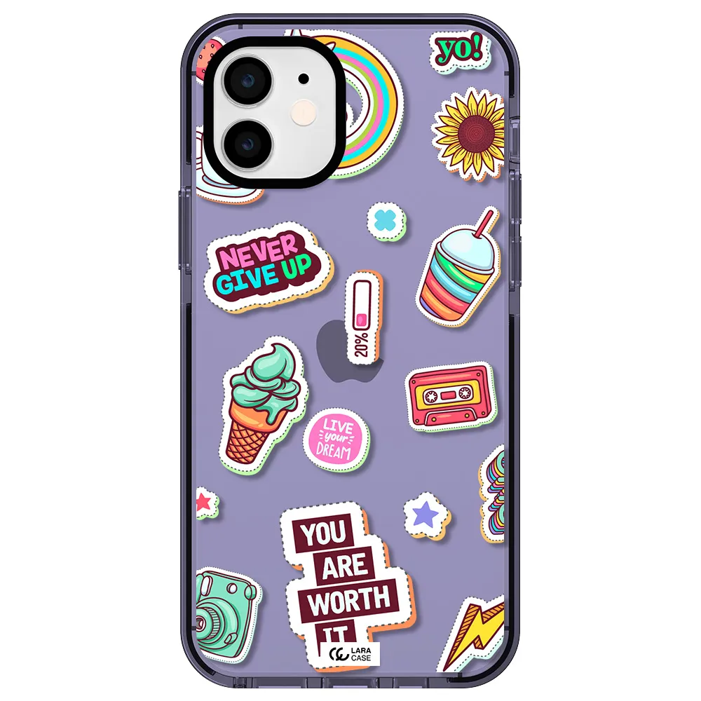 Summer Stickers Apple iPhone 12 impact Lilac Case