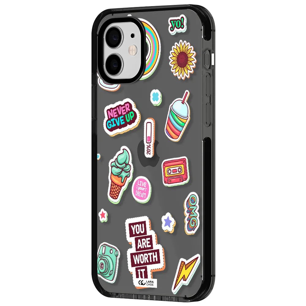 Summer Stickers Apple iPhone 12 impact Smoke Black Case