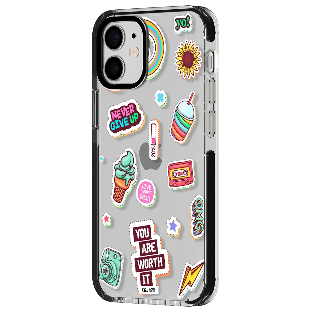 Summer Stickers Apple iPhone 12 mini impact black border Case