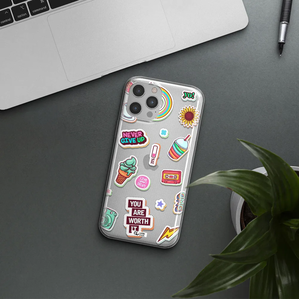 Summer Stickers Apple iPhone 12 pro Clear TPU Case