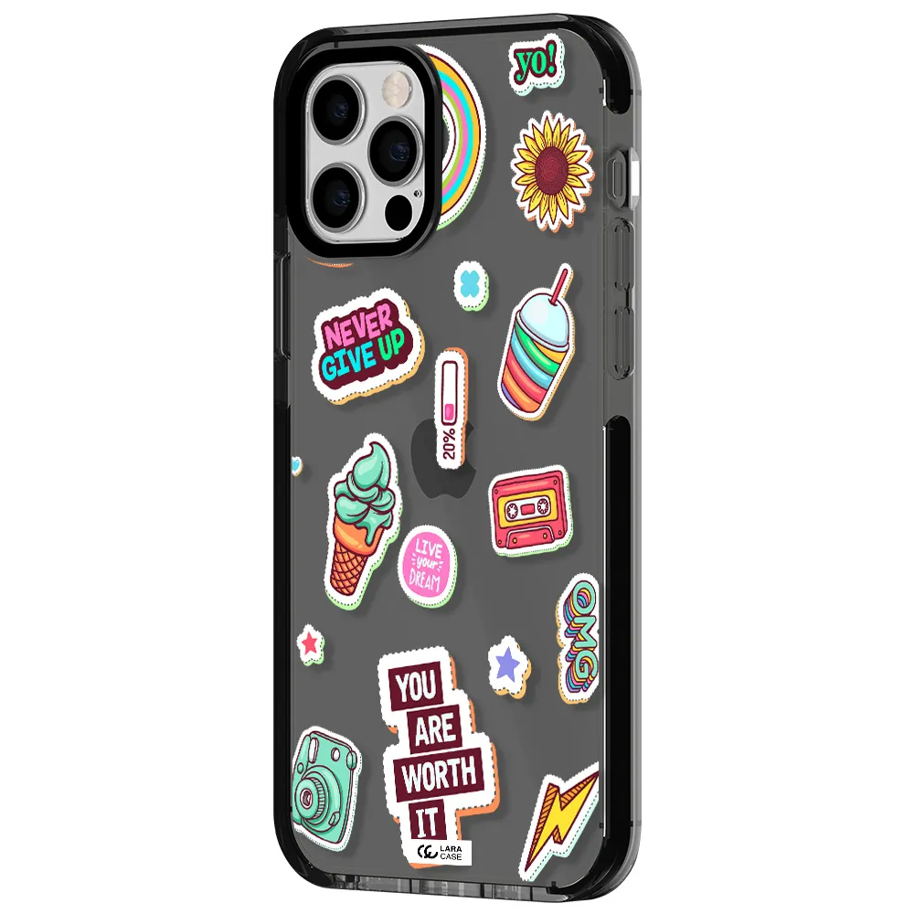 Summer Stickers Apple iPhone 12 pro impact Smoke Black Case