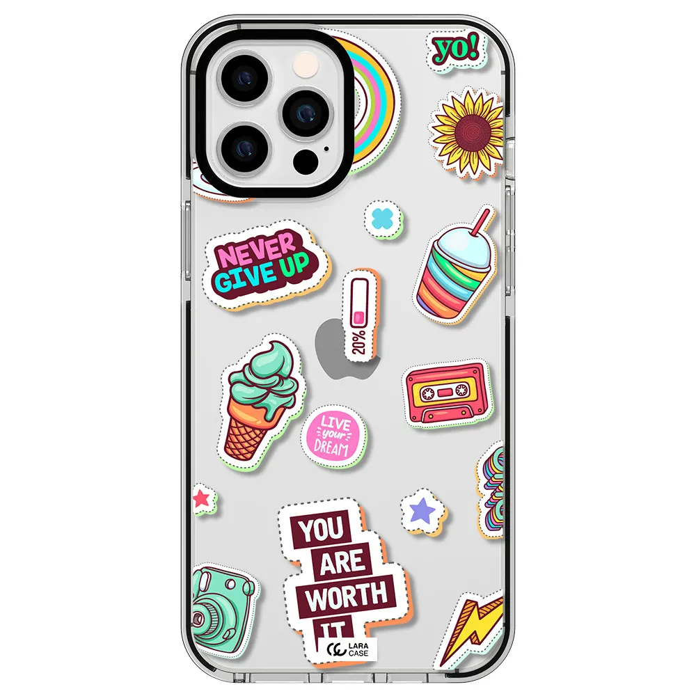 Summer Stickers Apple iPhone 12 pro max impact black border Case