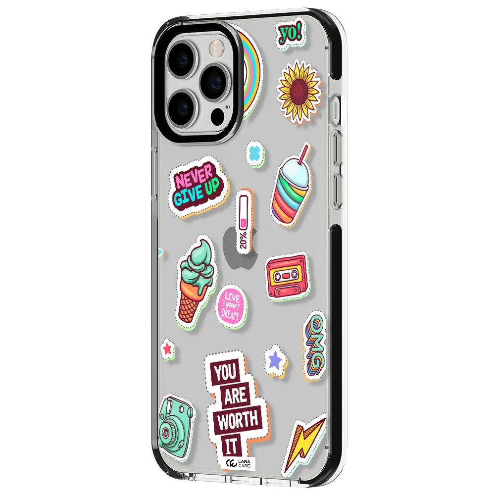 Summer Stickers Apple iPhone 12 pro max impact black border Case