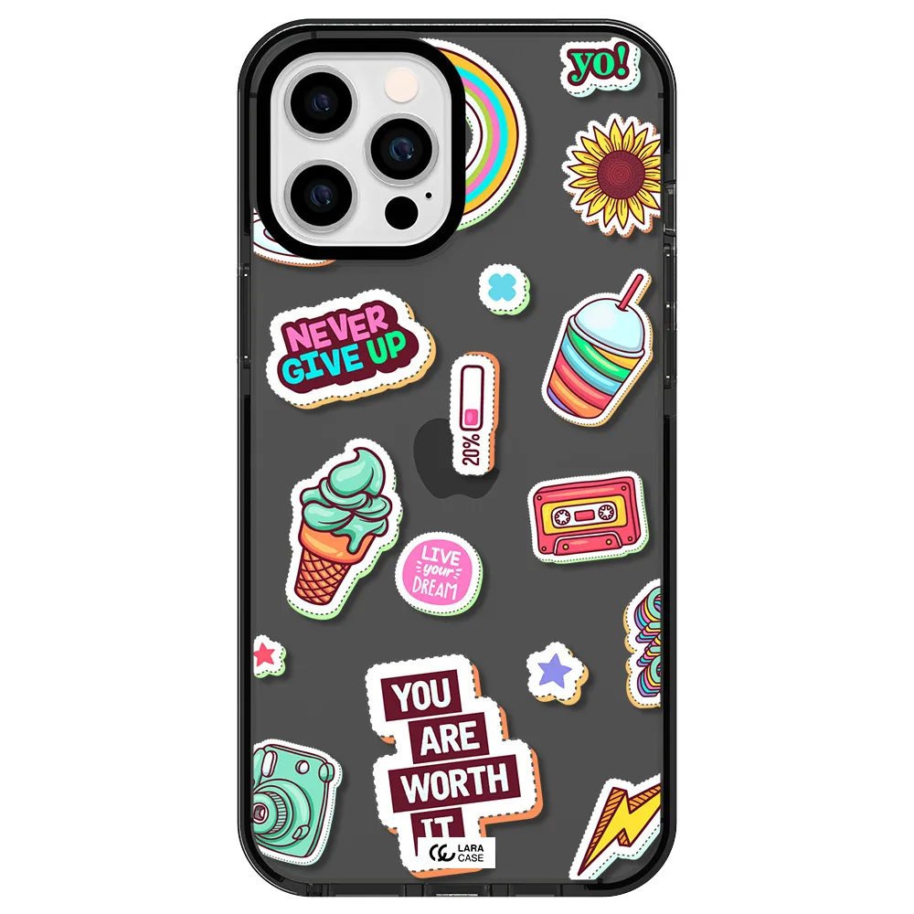Summer Stickers Apple iPhone 12 pro max impact Smoke Black Case