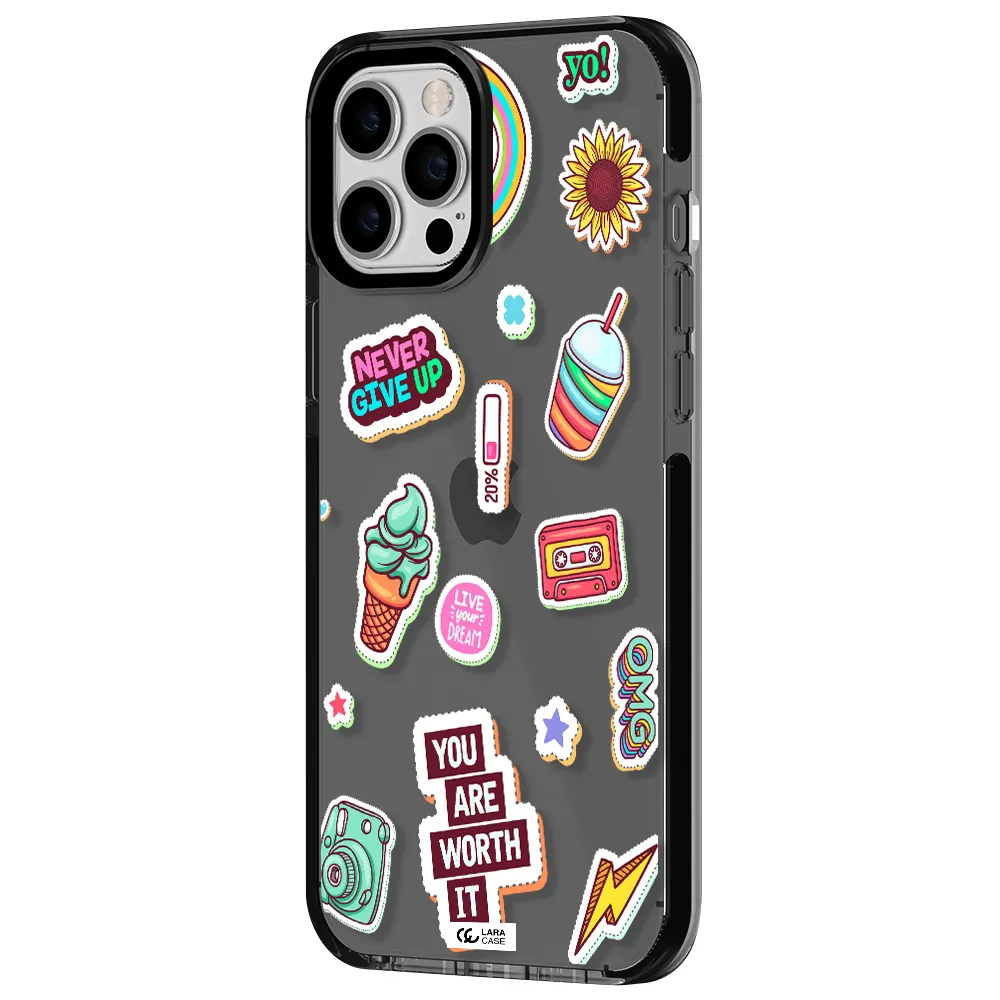 Summer Stickers Apple iPhone 12 pro max impact Smoke Black Case