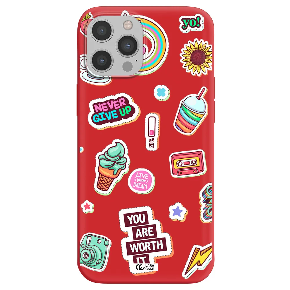 Summer Stickers Apple iPhone 12 pro max Silicone Imperial Red Case